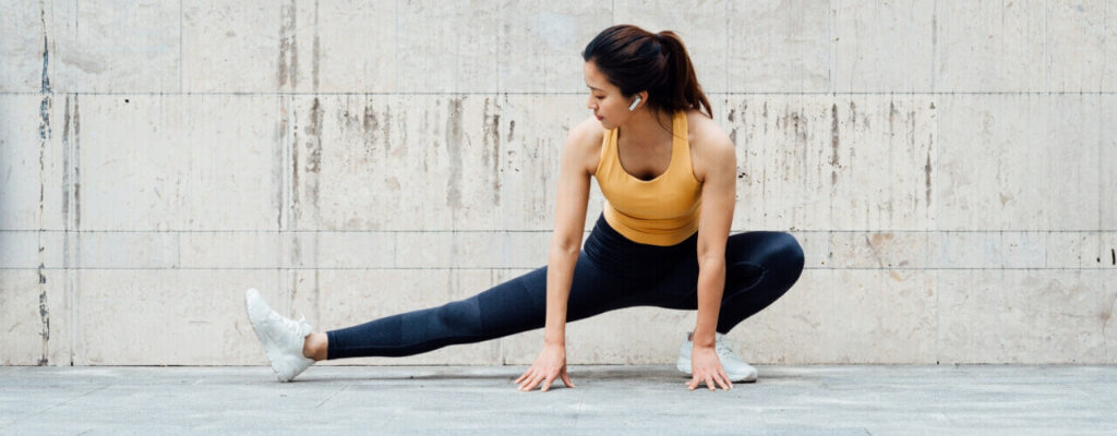 A lady doing stretching exercise